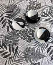 Tissu de coton demi - natté tropical, grande largeur 280cm, motif noir & blanc - Oeko - Tex - TissusPapi.com