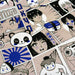 Tissu de coton façon lin motif MANGA japonais, tons bleus et blancs - OEKO-TEX® - TissusPapi.com