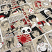 Tissu de coton façon lin motif manga japonais, tons rouges et blancs - OEKO-TEX®