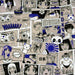 Tissu de coton façon lin motif MANGA japonais, tons bleus et blancs - OEKO-TEX® - TissusPapi.com