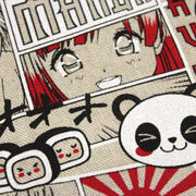 Tissu de coton façon lin motif MANGA japonais, tons rouges et blancs - OEKO-TEX® - TissusPapi.com