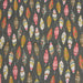 Tissu de coton aux plumes oranges, jaunes et écrus, fond vert kaki - OEKO-TEX® - tissuspapi