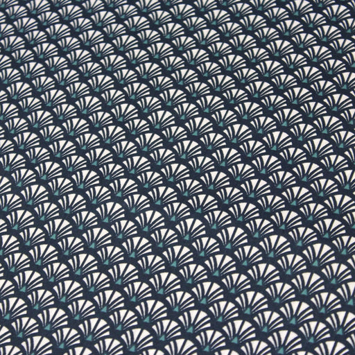 Tissu de coton motif ART DÉCO bleu marine aux éventails blancs - OEKO-TEX® - tissuspapi