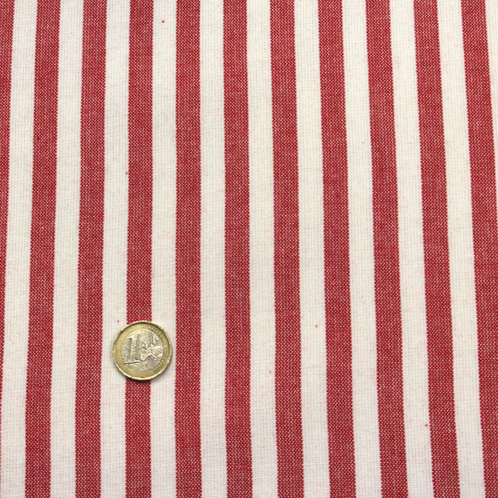 Tissu de coton aux rayures rouges & blanches, Collection ameublement VERCORS - OEKO-TEX® - tissuspapi
