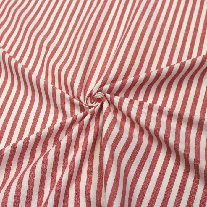 Tissu de coton aux rayures rouges & blanches, Collection ameublement VERCORS - OEKO-TEX® - tissuspapi