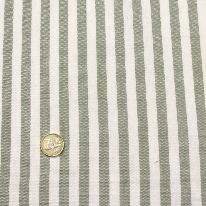 Tissu ameublement base coton rayé vertical gris et blanc
