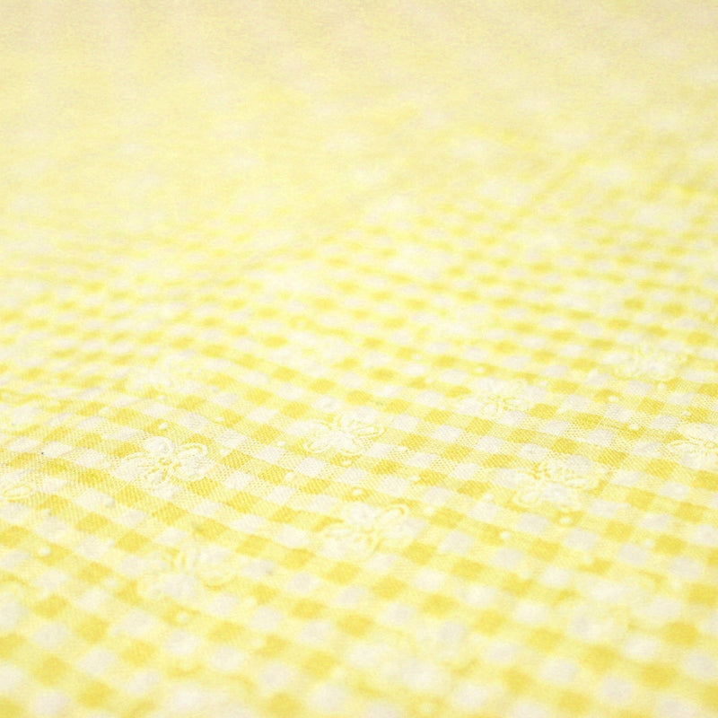 Tissu coton Seersucker VICHY carreaux & fines fleurs blanches : bleu, jaune, rose, violet - TissusPapi.com
