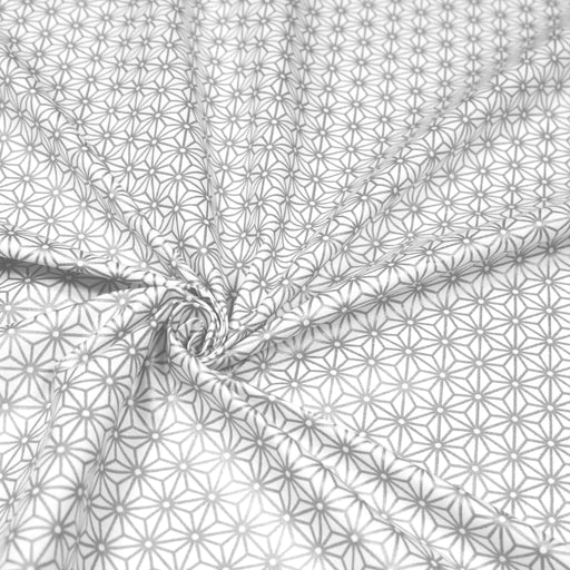 Tissu de coton motif traditionnel japonais géométrique ASANOHA argent & blanc - OEKO-TEX® - tissuspapi
