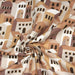 Tissu de coton demi-natté Les façades de maisons méditerranéennes aux tons ocres et terracotta - OEKO-TEX® - tissuspapi
