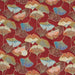 Tissu jacquard motif traditionnel japonais aux fleurs ginkgo multicolores, fond rouge - Fabriqué en France - OEKO-TEX® - tissuspapi