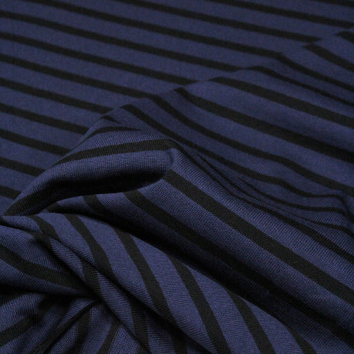 Tissu Tricot de coton authentique marinière bleu marine & noir - Fabrication française - tissuspapi