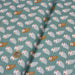 Tissu de coton KAWAII aux chouettes roses & ocres, fond vert - OEKO-TEX® - tissuspapi