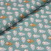 Tissu de coton KAWAII aux chouettes roses & ocres, fond vert - OEKO-TEX® - tissuspapi