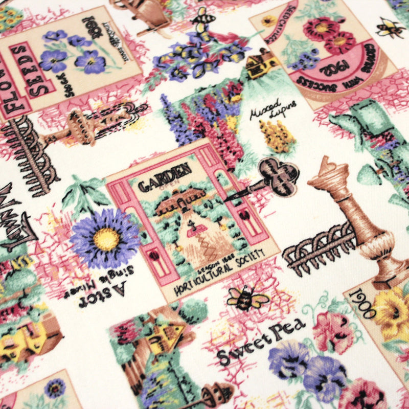 Tissu coton bouquets de fleurs et illustrations du jardin britannique - COLLECTION GARDEN - TissusPapi.com