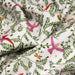 Tissu Microfibre de viscose écru aux fines feuilles, oiseaux et papillons - OEKO-TEX® - tissuspapi