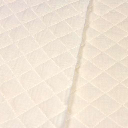 Tissu double gaze de coton gaufrée écru et matelassée - Oeko-Tex - tissuspapi