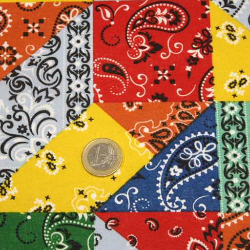 Tissu de coton motif bandana multicolore - OEKO-TEX® - tissuspapi