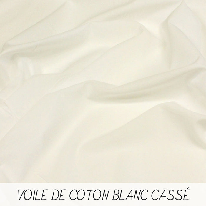 Tissu voile de coton uni blanc cassé - COLLECTION TÉNÉRÉ - tissuspapi