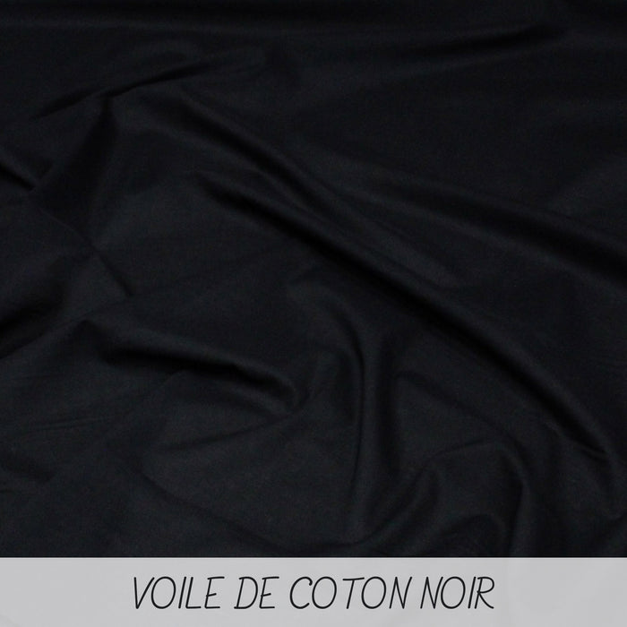 Tissu voile de coton uni noir - COLLECTION TÉNÉRÉ - tissuspapi