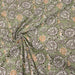 Tissu de coton fleuri indien aux fleurs et formes géométriques, fond vert kaki - COLLECTION KALAMKARI - OEKO-TEX® - tissuspapi