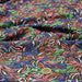 Tissu Microfibre de viscose aux traits multicolores verts, violets, roses, oranges - OEKO-TEX® - tissuspapi