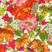 Tissu popeline de viscose aux fleurs roses, oranges et blanches, fond blanc - Fabrication française - OEKO-TEX® - tissuspapi