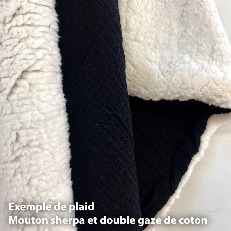 Tissu sherpa mouton : écru uni, vert, gris, camel... - OEKO - TEX - TissusPapi.com