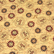 Tissu popeline de coton LE SCEAU DU ROI DE FRANCE, sceaux, couronnes et fleurs, tons jaune blés - TissusPapi.com