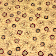 Tissu popeline de coton LE SCEAU DU ROI DE FRANCE, sceaux, couronnes et fleurs, tons jaune blés - TissusPapi.com