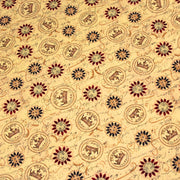 Tissu popeline de coton LE SCEAU DU ROI DE FRANCE, sceaux, couronnes et fleurs, tons jaune blés - TissusPapi.com