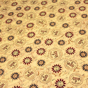 Tissu popeline de coton LE SCEAU DU ROI DE FRANCE, sceaux, couronnes et fleurs, tons jaune blés - TissusPapi.com