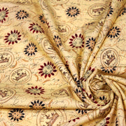 Tissu popeline de coton LE SCEAU DU ROI DE FRANCE, sceaux, couronnes et fleurs, tons jaune blés - TissusPapi.com