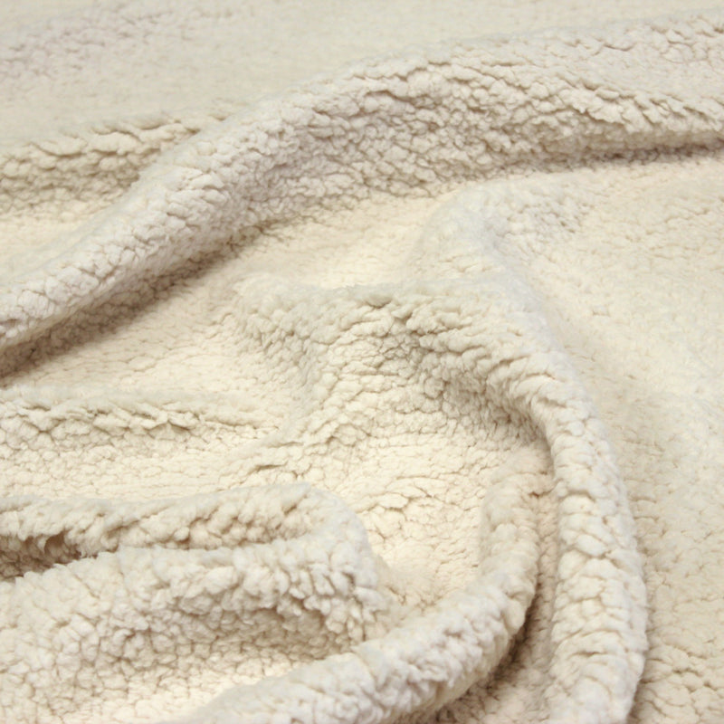 Tissu sherpa mouton : écru uni, vert, gris, camel... - OEKO - TEX - TissusPapi.com