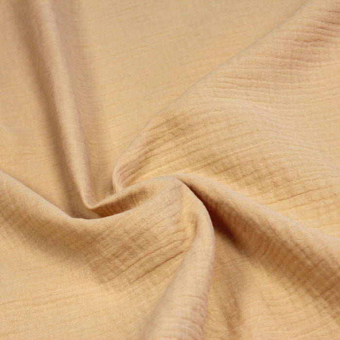 Tissu double gaze de coton gaufrée jaune blé - Oeko-Tex - tissuspapi