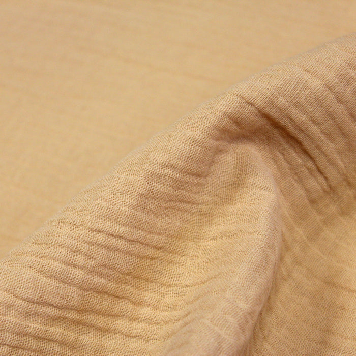Tissu double gaze de coton gaufrée jaune blé - Oeko-Tex - tissuspapi