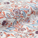 Tissu popeline de coton fleuri aux fleurs bleues et oranges, fond blanc cassé - COLLECTION KALAMKARI - OEKO-TEX® - tissuspapi