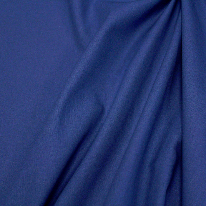 Tissu satin de coton élasthanne bleu prusse uni - tissuspapi