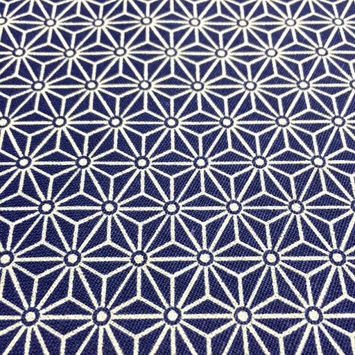Tissu de coton saki motif traditionnel japonais géométrique ASANOHA bleu marine & blanc - Oeko-Tex - tissuspapi