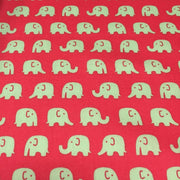 Tissu cotonnade rouge aux éléphants verts - TissusPapi.com