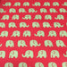 Tissu de coton rouge & éléphants ocres - tissuspapi