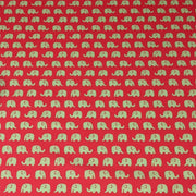 Tissu cotonnade rouge aux éléphants verts - TissusPapi.com
