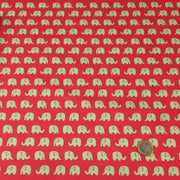 Tissu cotonnade rouge aux éléphants verts - TissusPapi.com