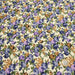Tissu popeline de coton ELISABETH aux fleurs parme, bleues & ocre, fond écru