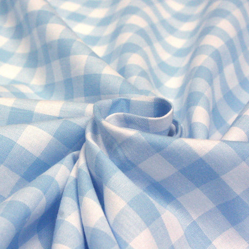 Tissu de coton Vichy bleu ciel & blanc à carreaux 1cm - tissuspapi