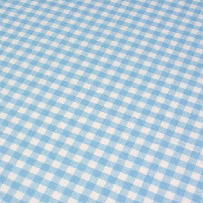 Tissu de coton Vichy bleu ciel & blanc à carreaux 1cm 