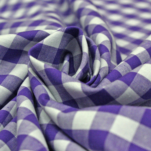 Tissu de coton VICHY violet & blanc à carreaux 1cm
