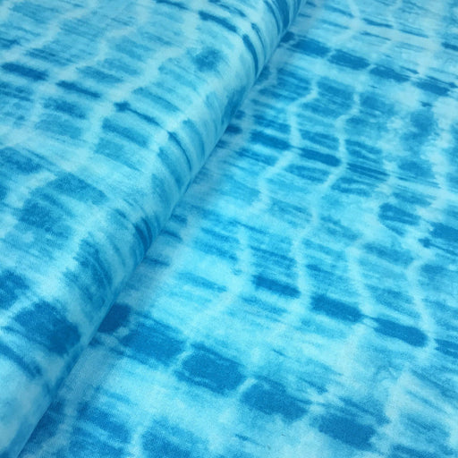 Tissu de coton tie & dye bleu turquoise - tissuspapi