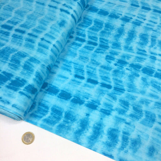 Tissu de coton tie & dye bleu turquoise