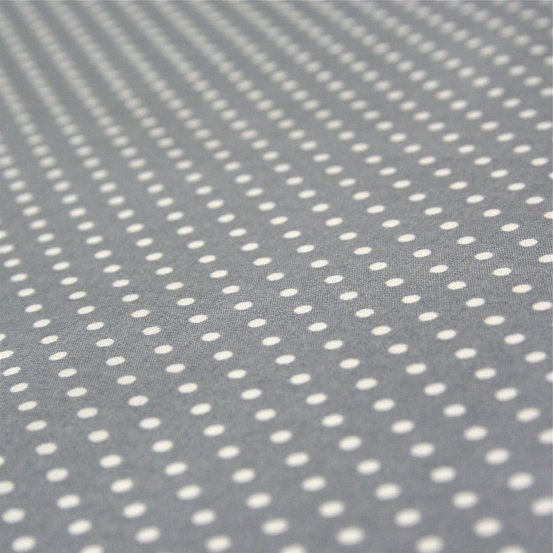 Tissu popeline de coton gris moyen à pois blancs - COLLECTION POLKA DOT - Oeko - Tex - TissusPapi.com