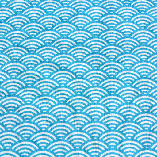 Tissu de coton motif traditionnel japonais vagues SEIGAIHA bleu lagon & blanc - Oeko-Tex - tissuspapi